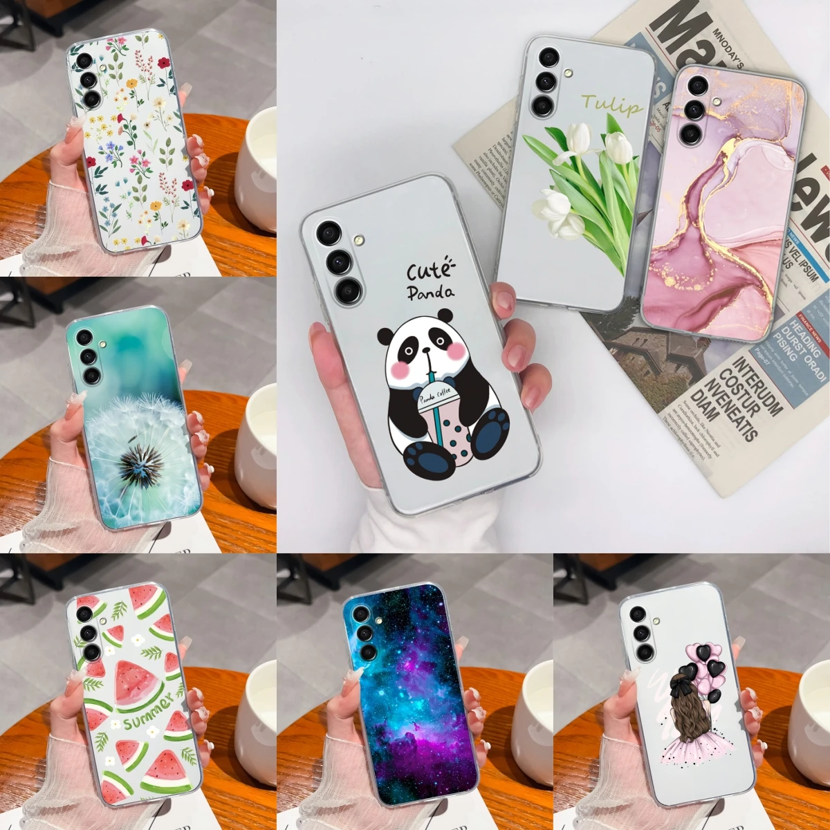 Case For Samsung Galaxy A15 4G Cute Panda Cartoon Style Clear TPU Silicone Soft Shell For SamsungA15 A 15 5G New Design Funda