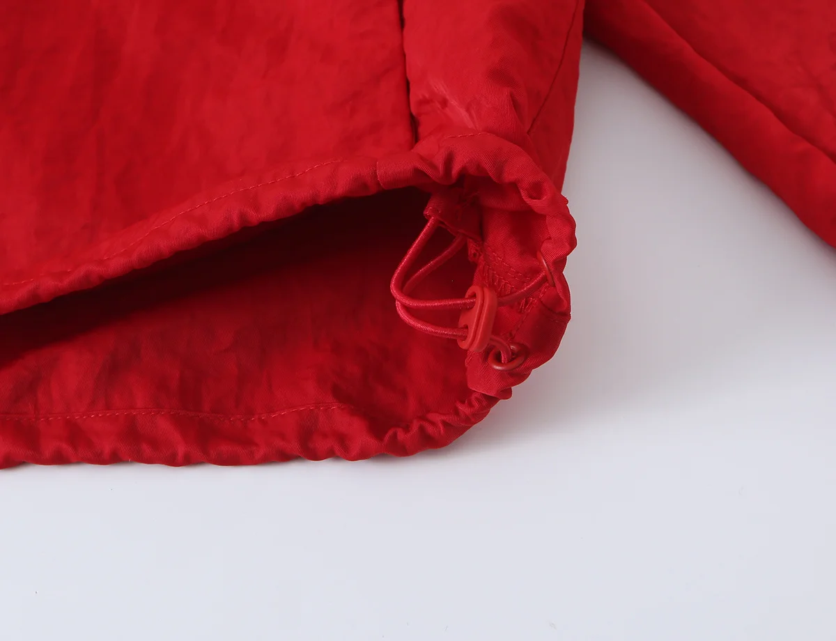 TFMLN Damen Rote Rollkragen-Reißverschlussjacken Herbst Street Casual Langarm Lose Oberbekleidung Mode Bomberjacken Oberteile Damen – Detail 10