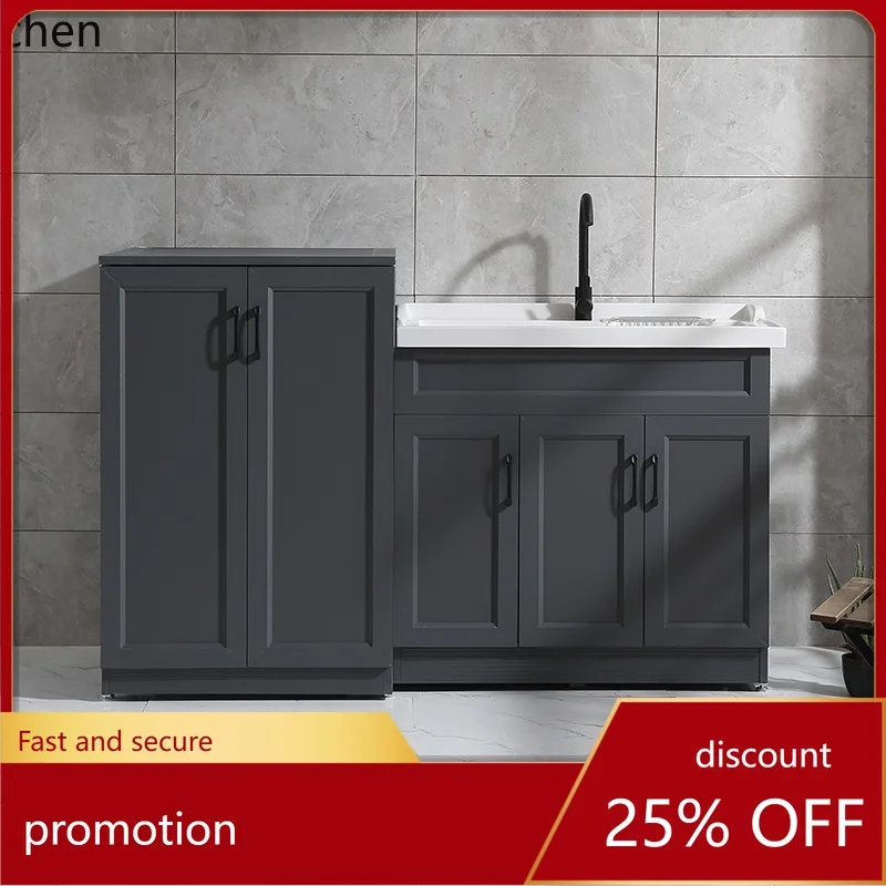 YFY Washing Machine Cabinet Combination Waterproof Sunproof Outdoor Drum Washing Cabinet Companion Wash Basin Integrated