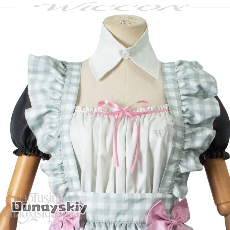 

Анна zh On@Anime Kitagawa Marin Косплей Dress Up 코스프레 JK Darling Costume Kawaii Plaid Sleeveless Maid Outfit Twin Ponytails