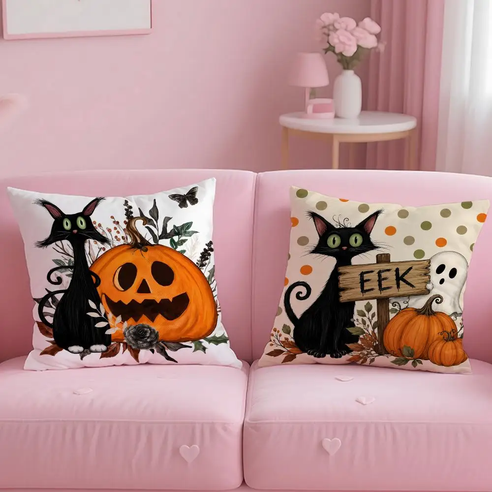 Country Style Cute Halloween Cushion Cover Comfortable Double Sided Pillow Cover For Car Sofa Bedroom & More