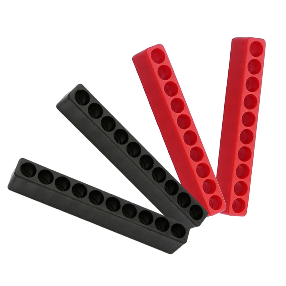 4pcs Screwdriver Bit Holder 10 Holes For 1/4inch Hex Tool Drill Bits Hexagonal Handle Bit Storage Strip Black Red Hand Tool Part