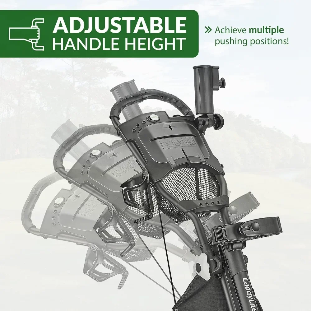 US Shipping 3 Wheel Golf Push Cart Lightweight Foldable One Click Folding EZ Cart Adjustable Handle Cooler Basket Umbrella view 5