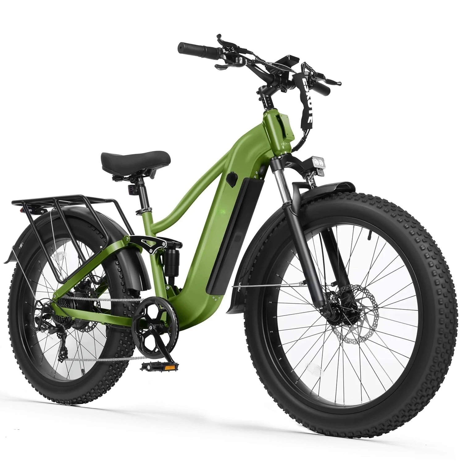 

48V20.8Ah 80Mi Peak1500W 32MPH 26x4.0 Fat Tire Full Suspension 8Speed Step-Over Mountain Electric Bike, Custom