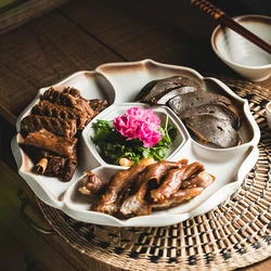 Ceramic Division Plate Seafood Barbecue Tableware Household Platter Cold Dish Braised Dishes Dinner Plates