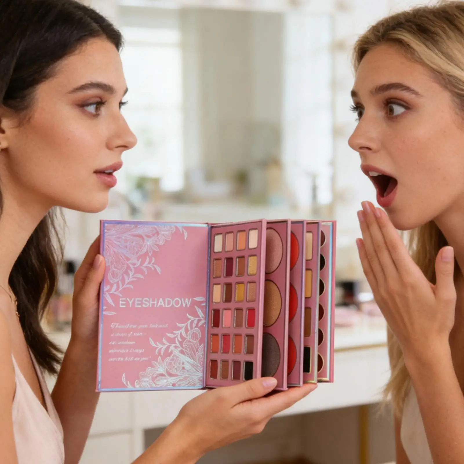 Vollgesichts-Make-up-Palette, matt, schimmernd, wasserfest, Rouge, Lippen-Make-up, Lidschatten-Palette für Frauen, Geburtstag, Weihnachten, Reisen, Büro