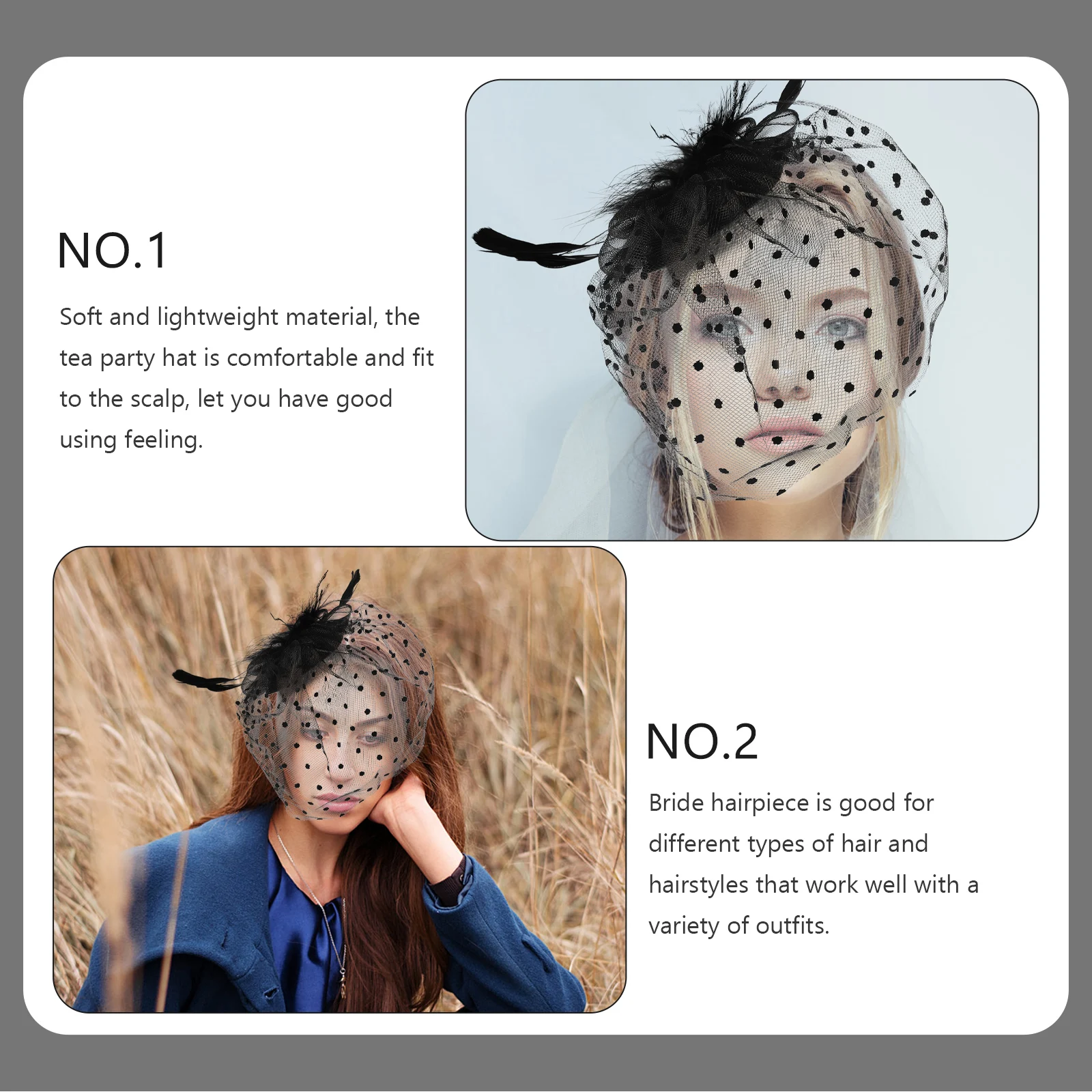 

Mesh Hair Accessories Women Fascinators Hat Black Pearl Plume Dots Veil Bridal Wedding Tea Party Headdress