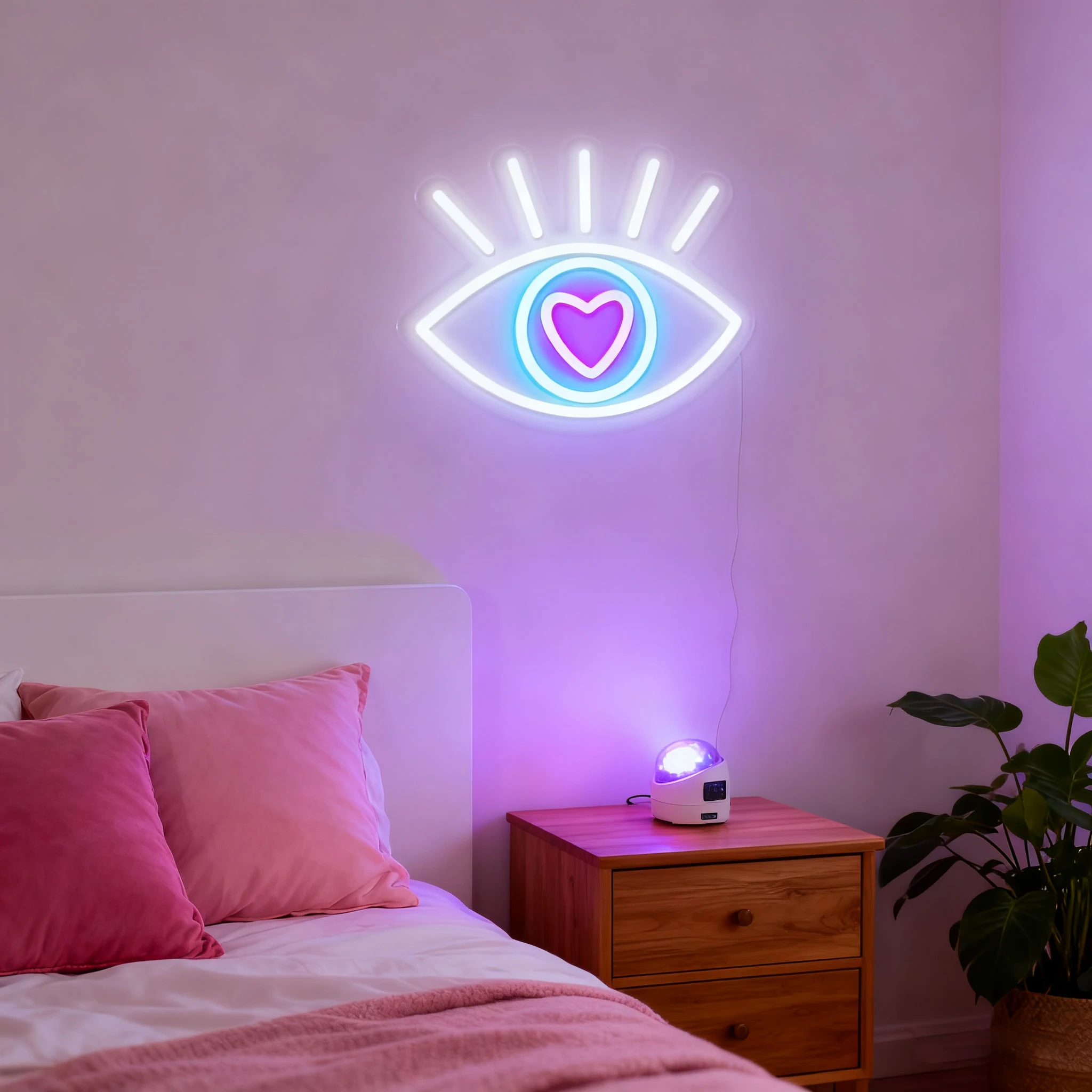 لافتة نيون على شكل قلب العين - ديكور حائط LED ملون لغرفة النوم والبار والاستوديو الفني | الضوء الروحي الذي يعمل بمنفذ USB | هدية فريدة من نوعها لبوهو #4