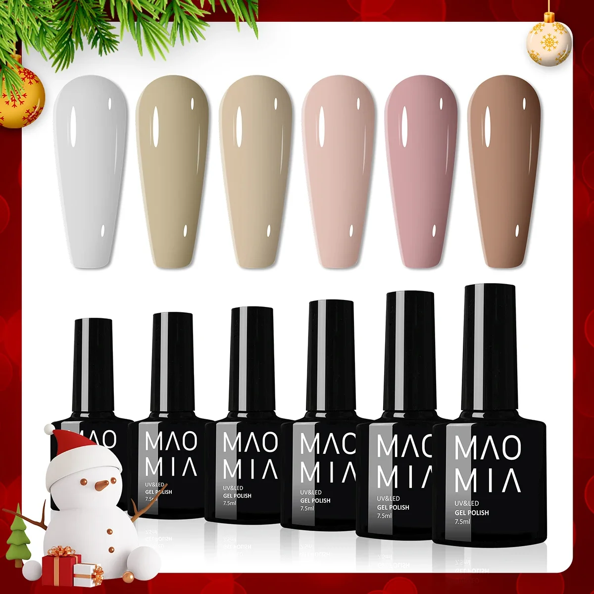 Alistone 6 Kleuren Kerstset Semi-Permanente Nagellak Langdurige Nagelgel Diy Top Coat Nail Art Decoratie