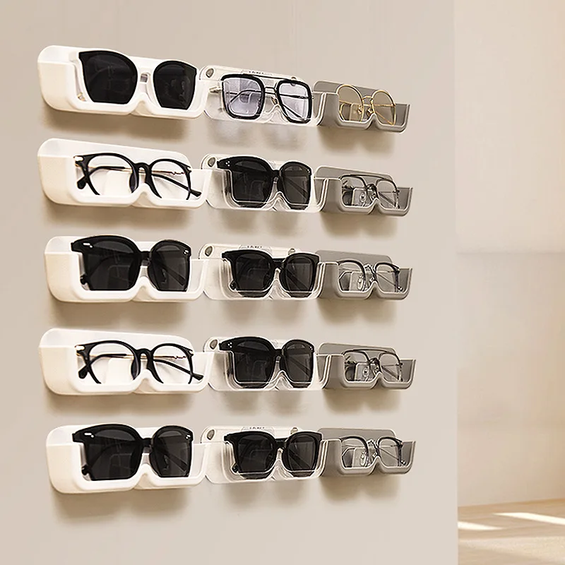 Glasses Storage Box Wall Mounted Fixed Sunglasses Sunglasses Eye Box Fashion Simple Retro Leather Glasses Display Box