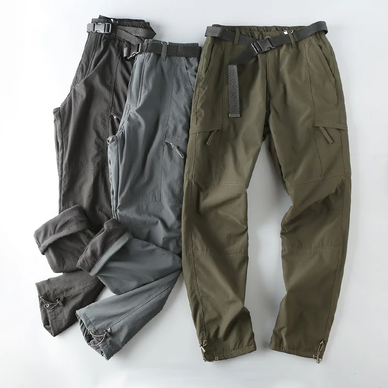 

High-End Windproof Waterproof Fce Lined Outdoor Men's Workwear Casual Trousers Long Pants Youth Faion Loose Fit Straight...