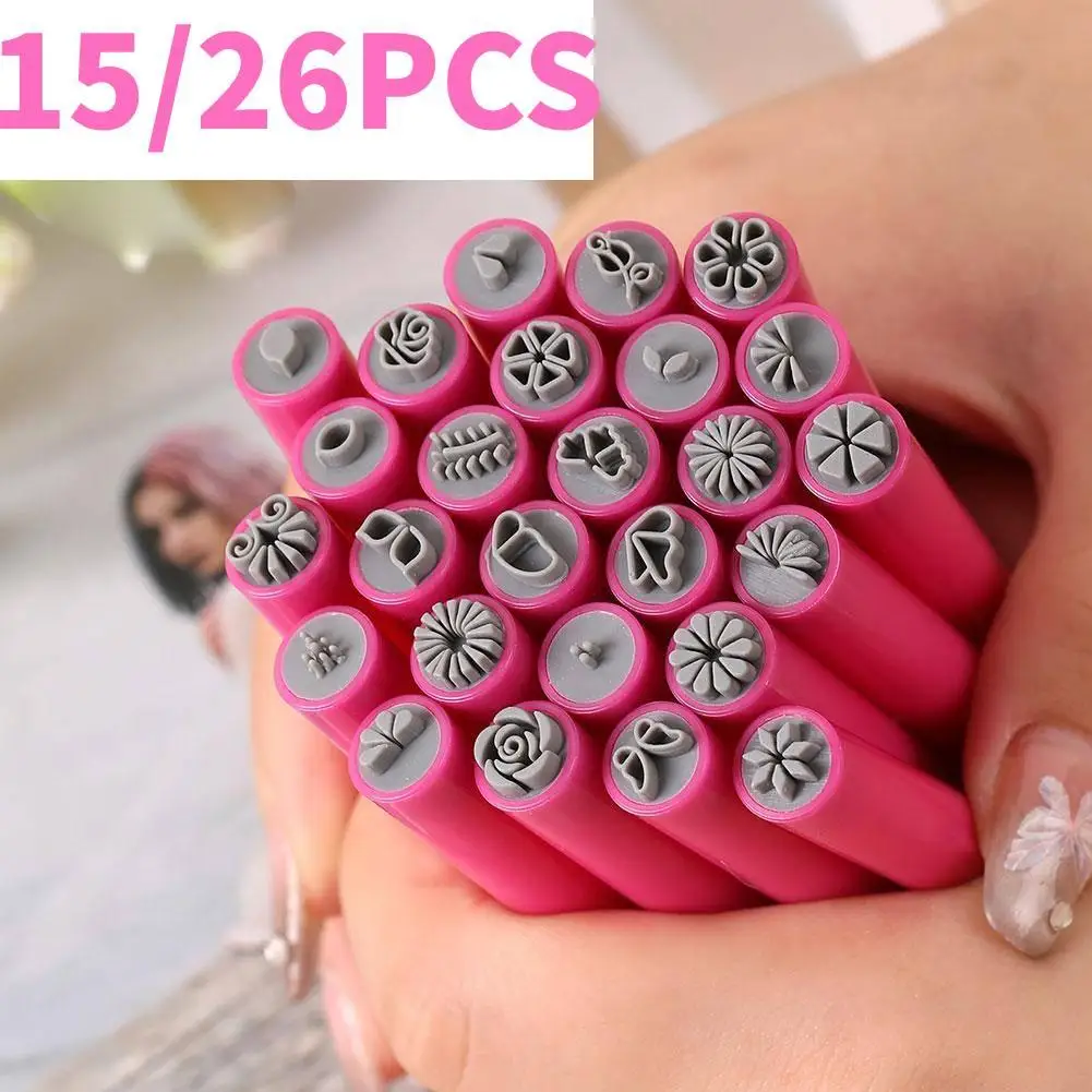ネイルアートスタンプペンのセット,シンプルなデザイン,スタンピングプレート,フラワーデザイン,15個,26個