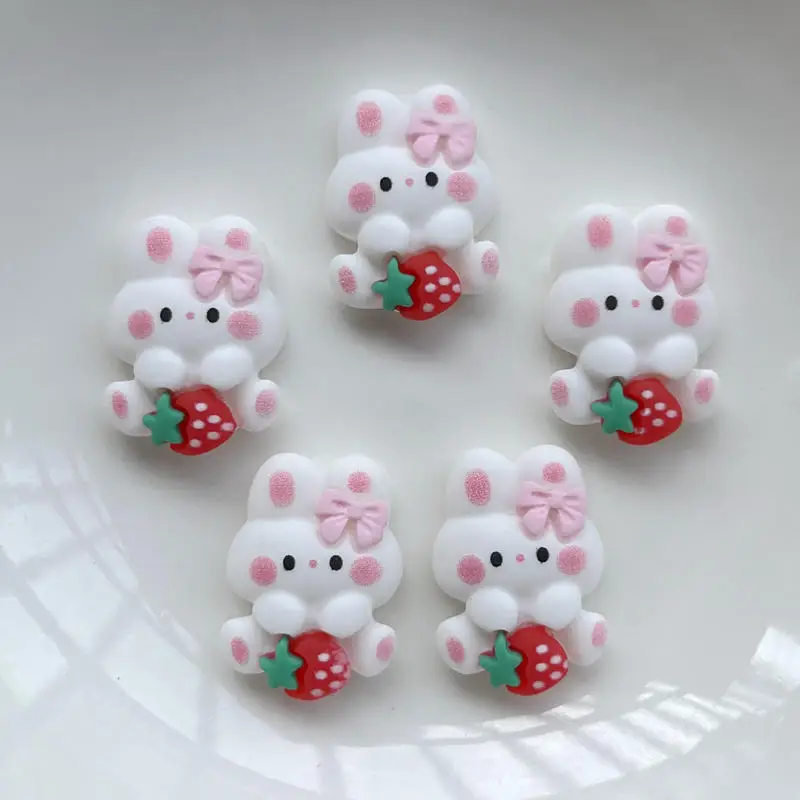 10 pieces of new mini cute white rabbit flat back resin clip DIY jewelry craft decorative accessories