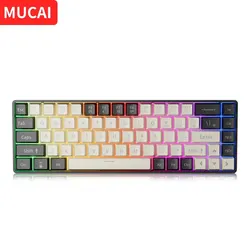 MUCAI MK680 USB oyun mekanik klavye kırmızı anahtarı 68 tuşları kablolu ayrılabilir kablo RGB arkadan aydınlatmalı sıcak değiştirilebilir