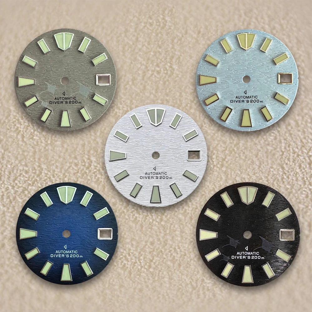 28.5mm S Logo Bat Dial Fit NH35/NH36/4R/7S Movement Green Luminous Texture Pattern High-Quality Watch Modification Accessories