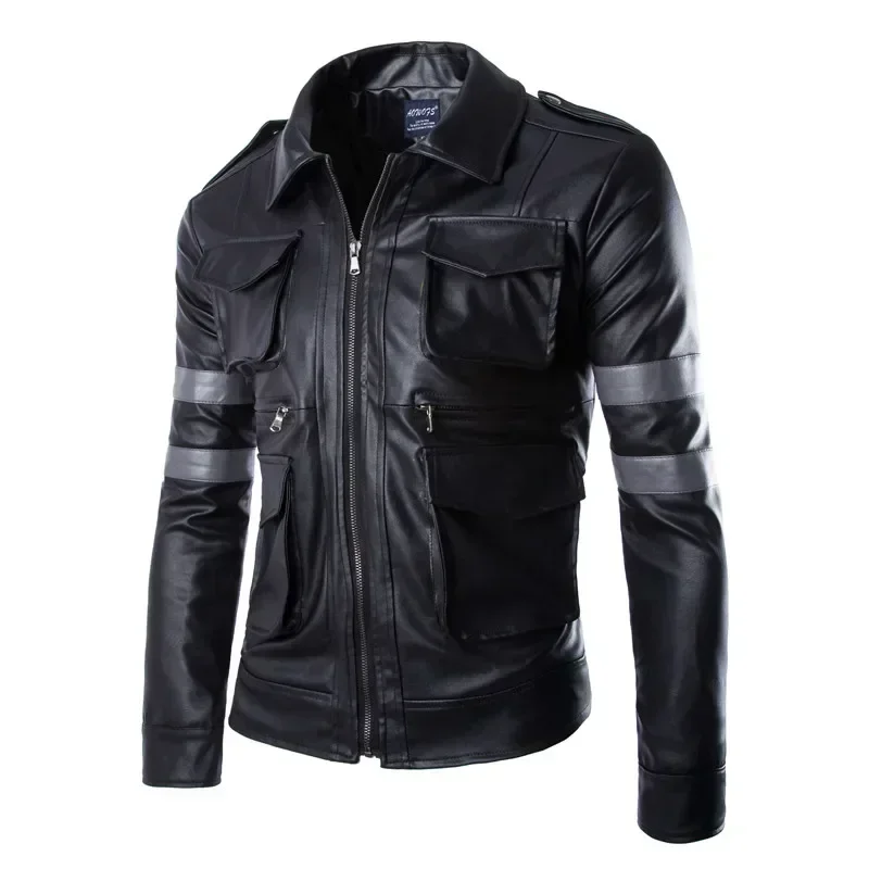 Leon jacket Autumn and Winter New Leather Jacket Men's Fashion Casual Handsome Top Clothing high-quality Game Characters Coat