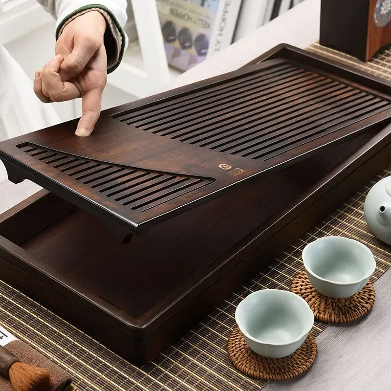 Solid Wood Tea Tray Drainage Water Storage Kung Fu Tea Set Drawer Tea Board Table Chinese Ceremony Tools