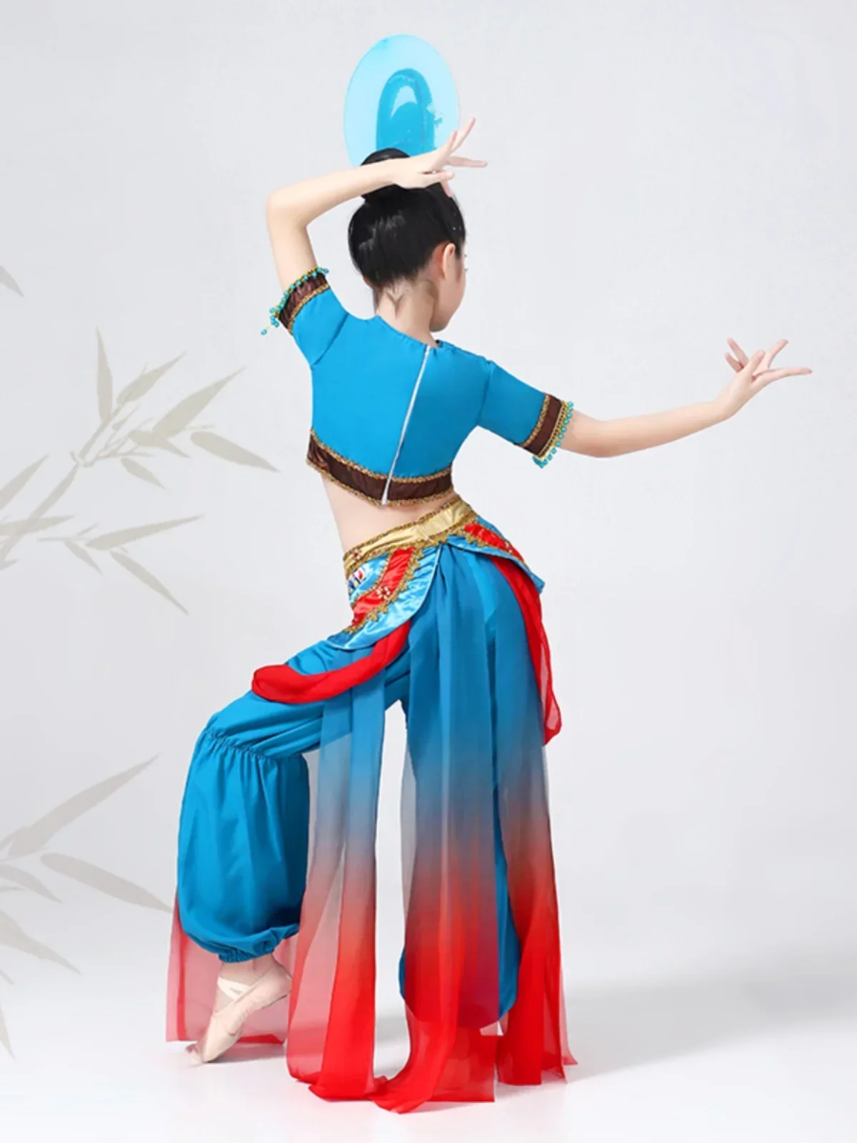 

Детская классическая танцевальная юбка Dunhuang Dance Rebound Pipa, элегантная танцевальная юбка в этническом стиле