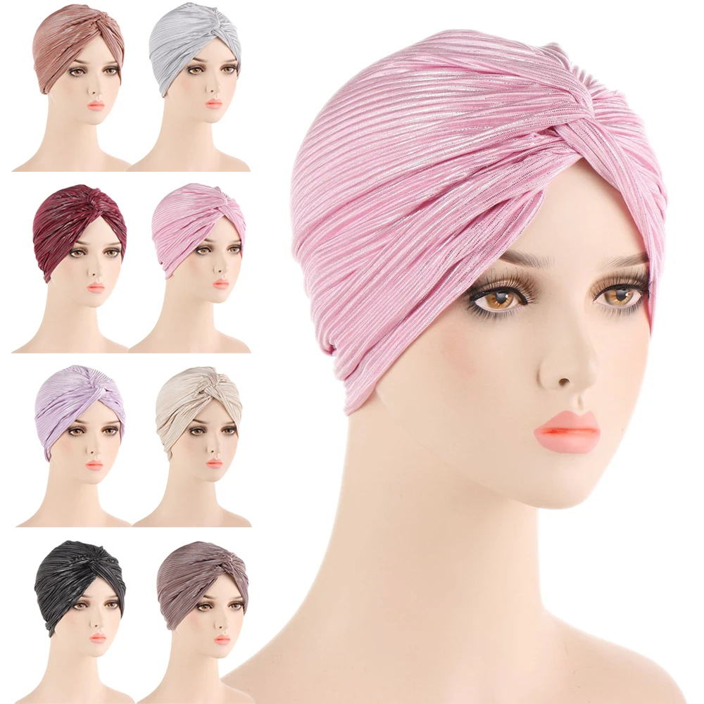 Novo muçulmano hijab turbante torção nó gorros gorro chapéu feminino quimio boné lenço envoltório perda de cabelo capa cachecol interno hijabs headwear