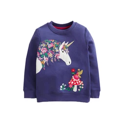 Jumping Meters New Arrival Unicorn Embroidery Fairy Tale Autumn Spring Children's Sweatshirts Toddler Kids Sport Hooded Costume