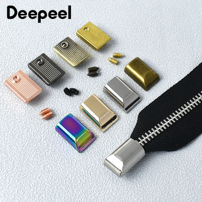 5/10/20Pcs 9mm Metal Bag Zipper Stopper Tail Clip Stop Handbag End Plug Head with Screw DIY Leather Crafts Hardware Accessories