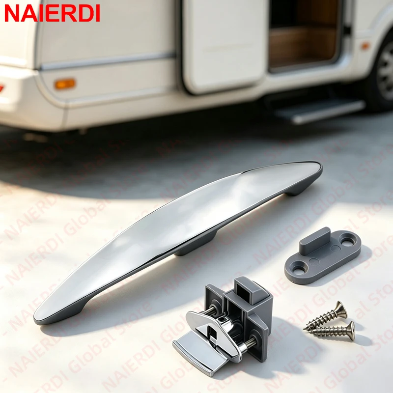 NAIERDI Zinc Alloy Camper Car Push Lock 128mm RV Caravan Boat Cabinet Locks Handle Home Drawer Latch Button Locks Motorhome