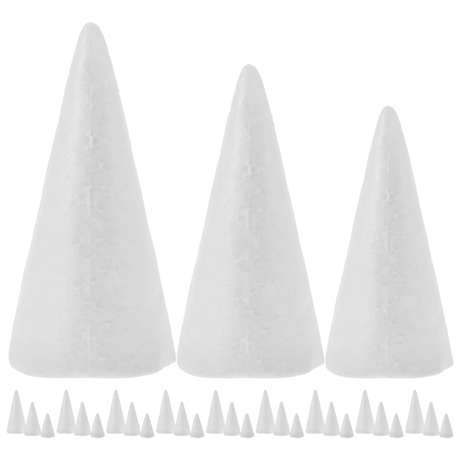 

30Pcs White Cone Shaped Foams DIY Adornments Perfect for Painting Gluing Cutting and Polishing White Cone Foams Cones for DIY