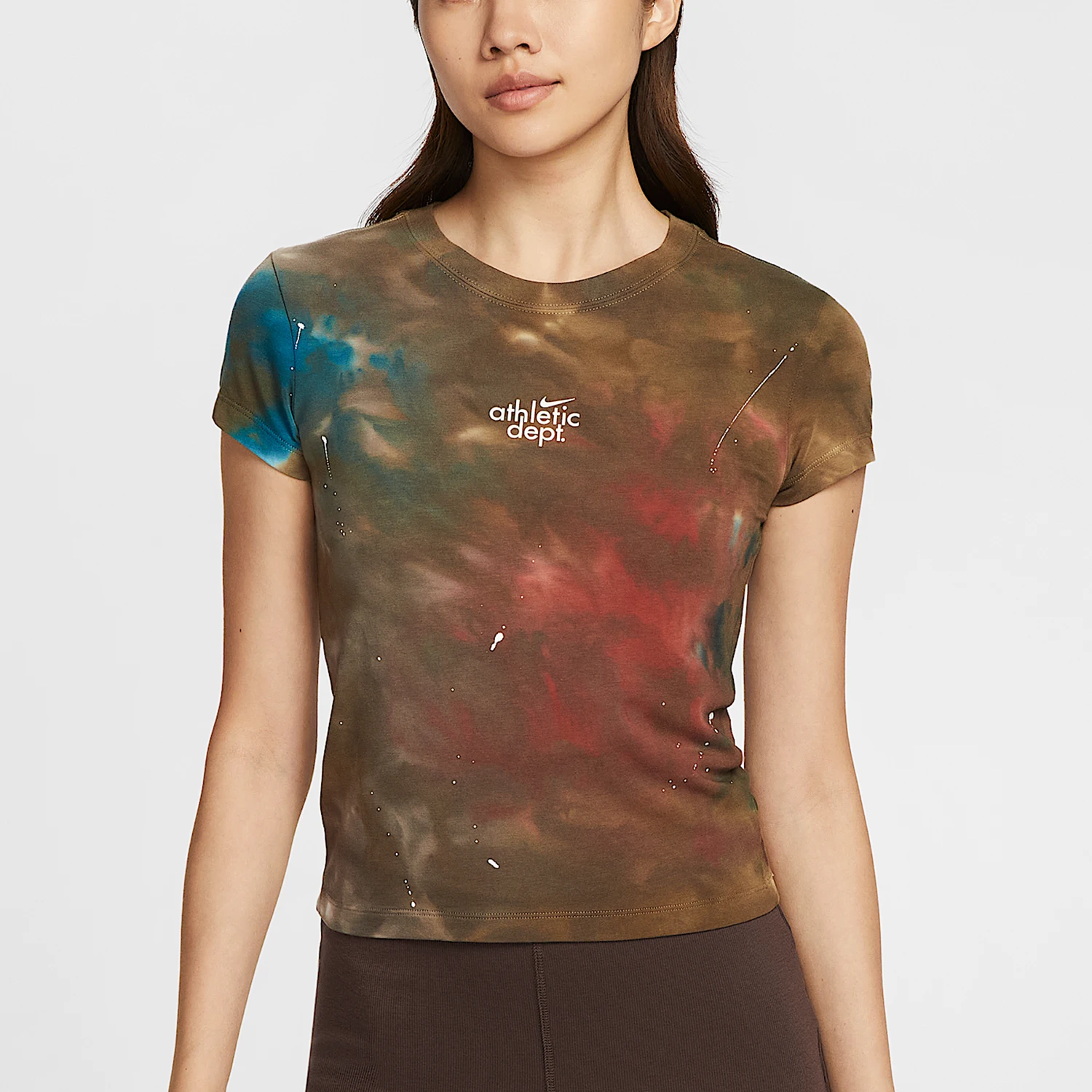 

Nike Genuine Summer Women's Slim Cropped Printed Casual Short Sleeve II7232-289