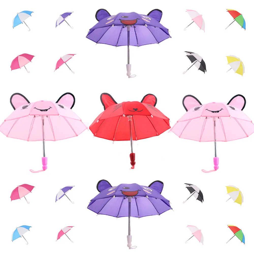 Pure Color Cute Umbrellas With Ears Raincoat Suits Doll ClothesFor 18 Inch American Doll & 43 Cm New Born Baby Our Generation