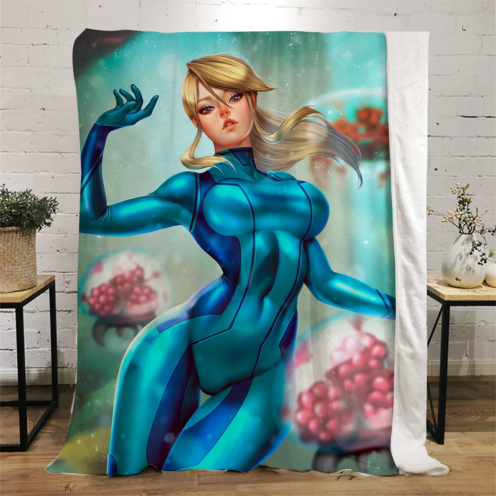 CLOOCL Popular Anime Blankets Hot Game METROID 3D Graphic Throw Blanket Summer Flannel Air Conditioner Quilt Gifts for Birthday