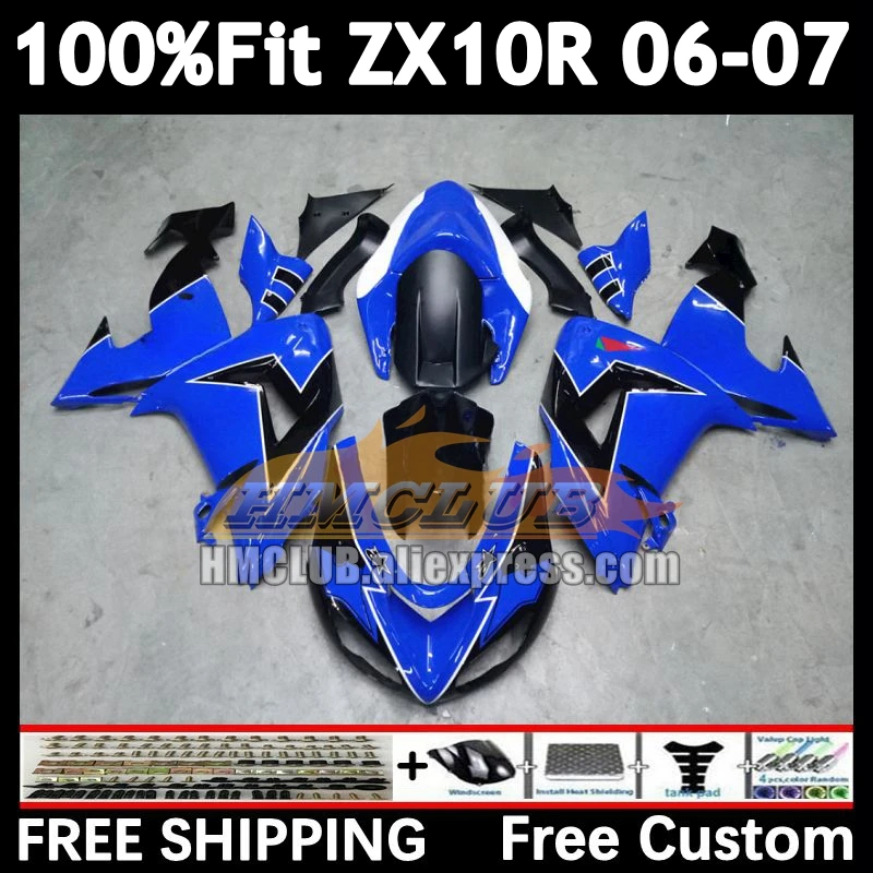 

Корпус впрыска для KAWASAKI NINJA ZX-10R ZX 1000 CC 10R 10 R 168No.90 ZX1000CC 1000CC глянцевый синий ZX10R 06 07 2006 2007 Обтекатель