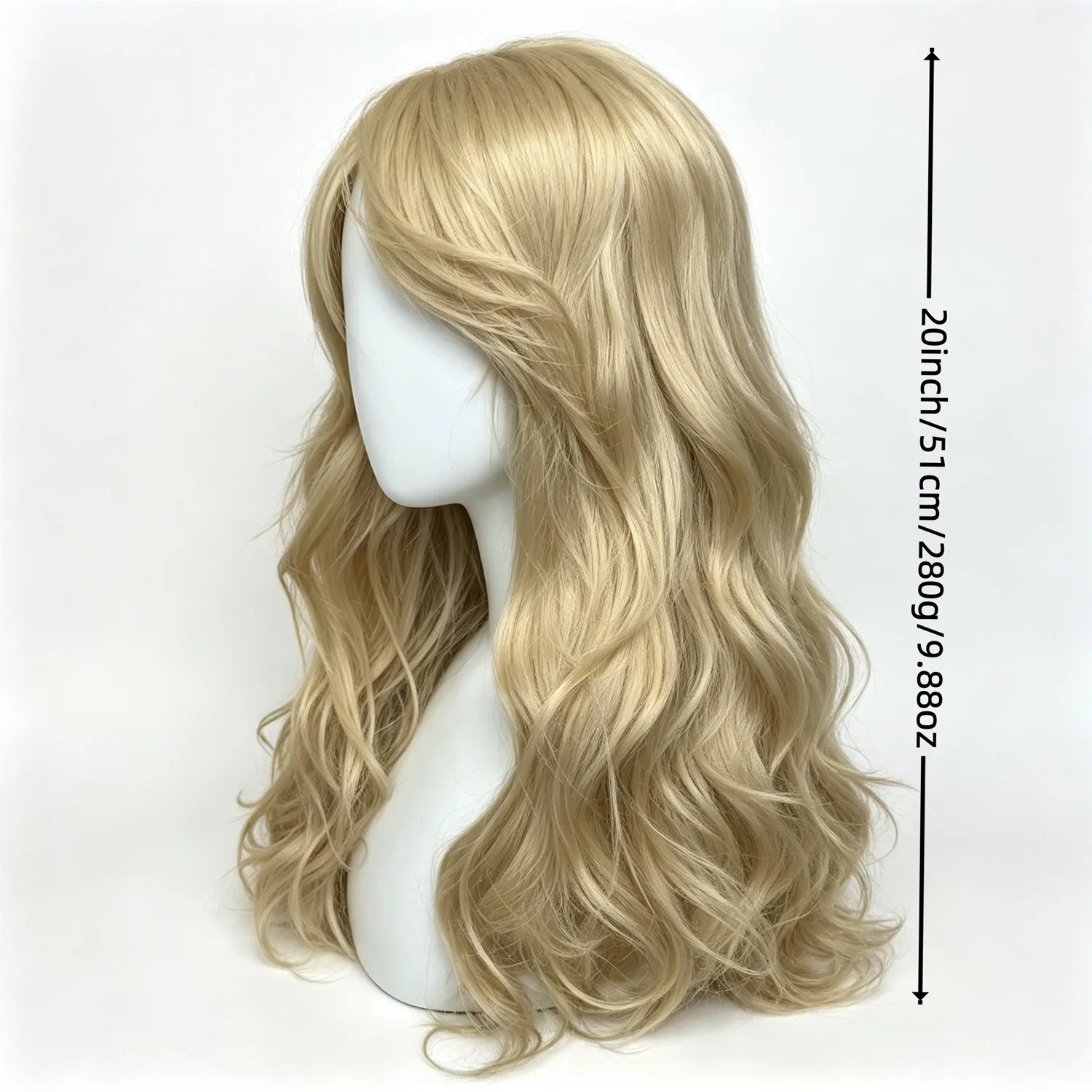 Body Wave Wig 20 Inch Blonde Ombre 613 Heat Resistant Synthetic Wig For Women With Side Bangs
