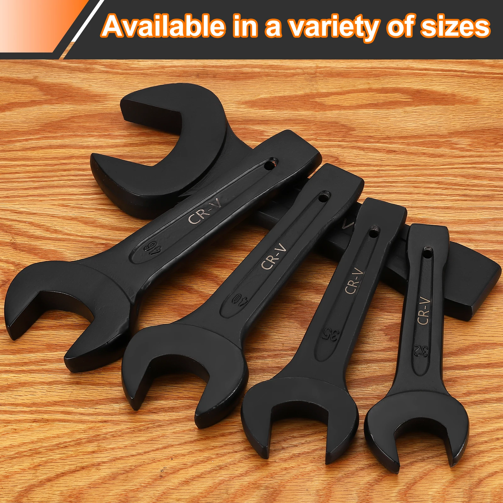 Uxcell 22-52mm Open End Striking Wrench Metric CR-V Steel Single Open Spanner Baking Paint U Shape Head Wrench for Mechanical