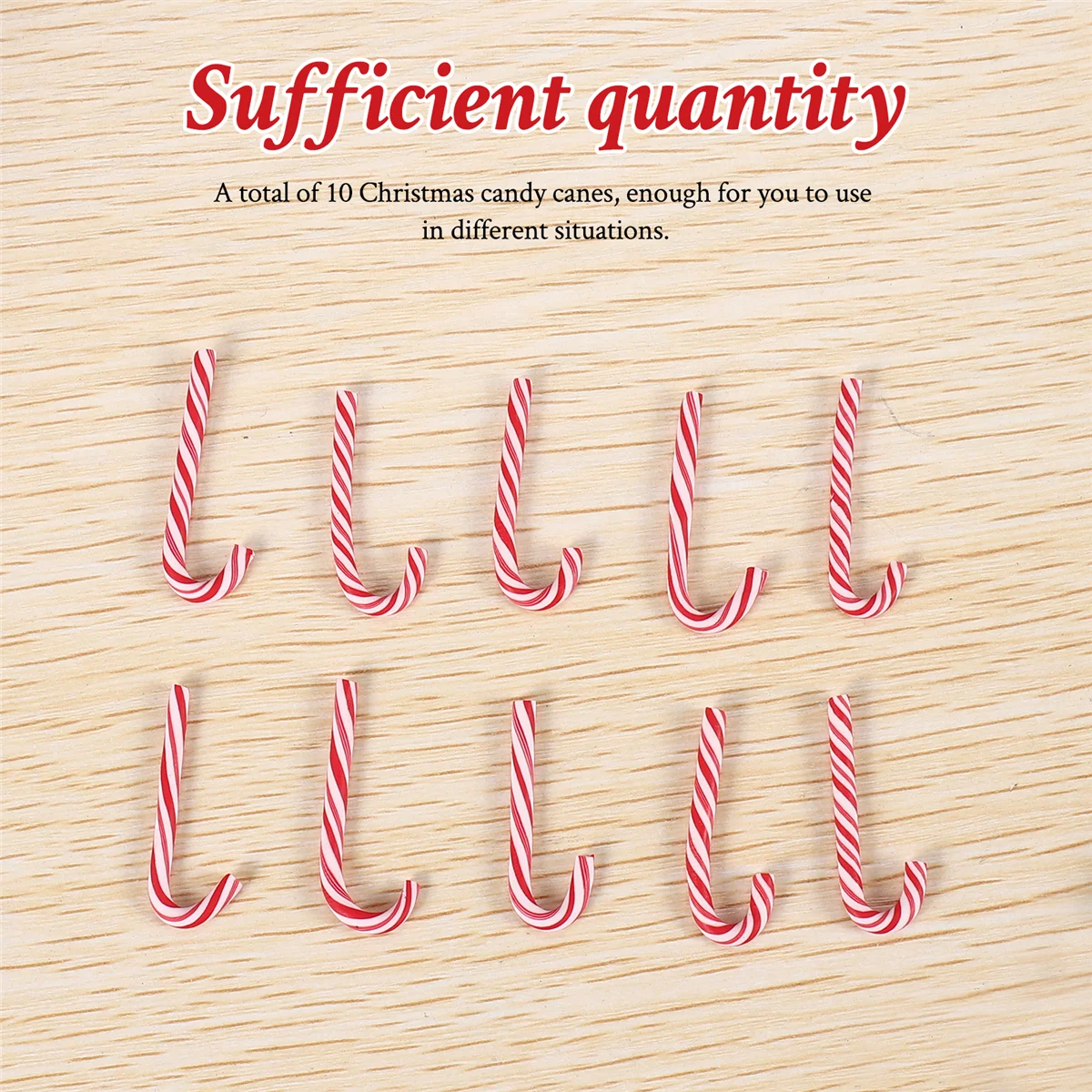 10PCS Christmas Red Cane Soft Pottery Jewelry Accessories New Year Candy Cane Home Decoration HY