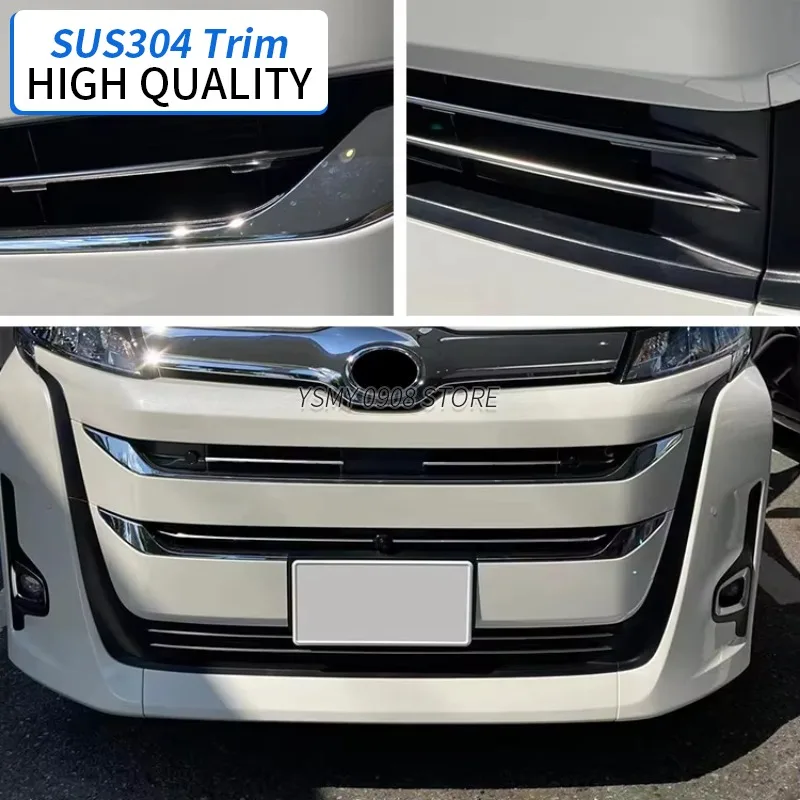 

6 Pieces Chromed Bumper Grille Molding Trim for Toyota Noah 90 2022 Car Styling Stainless Steel Exterior Accessories