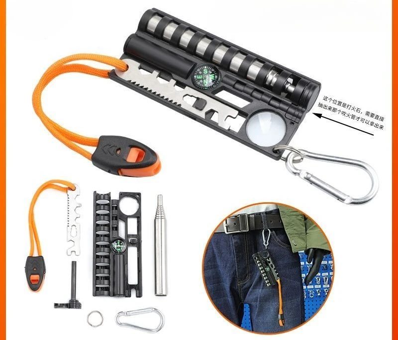 

Outdoor Multifunctional Ignition Stick with Cooking Torch Compass Bottle Opener Wilderness Survival EDC Tool