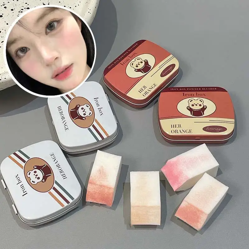 Hot deal: HERORANGE Delicate Smooth Blush Square Iron Box Monochrome Blush Cream Color Natural Rouge Blush Mud
