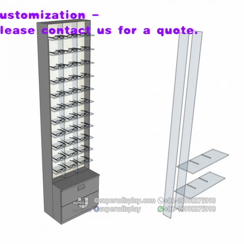 

custom.Mobile Wood Rotating Eyeglass Spinning Sunglasses Rack with Storage Retail Floor Eyewear Display Stand Sunglasses