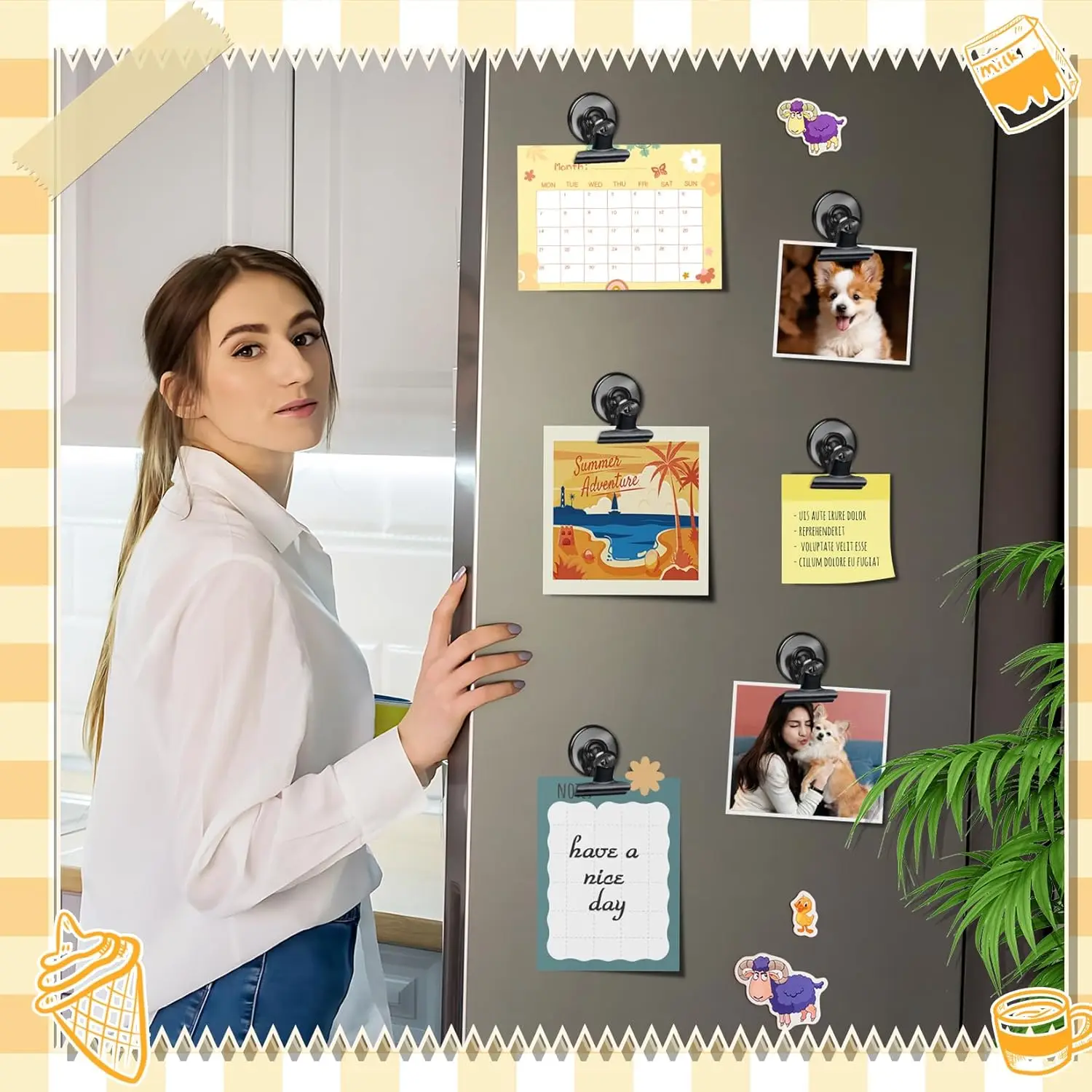 10PC of Strong Refrigerator Magnetic Stickers and High-Strength Magnetic Clips, Suitable for Whiteboards, Offices or School Use