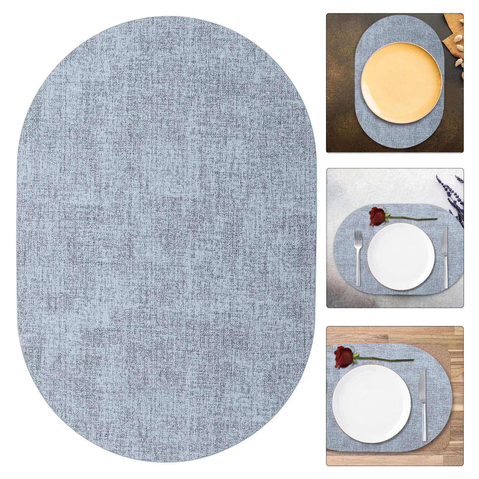 

6Pcs Dining Table Mats Solid Color Waterproof Oil Resistant Heat Insulation Protector for Home Restaurant Use Elegant Placemats