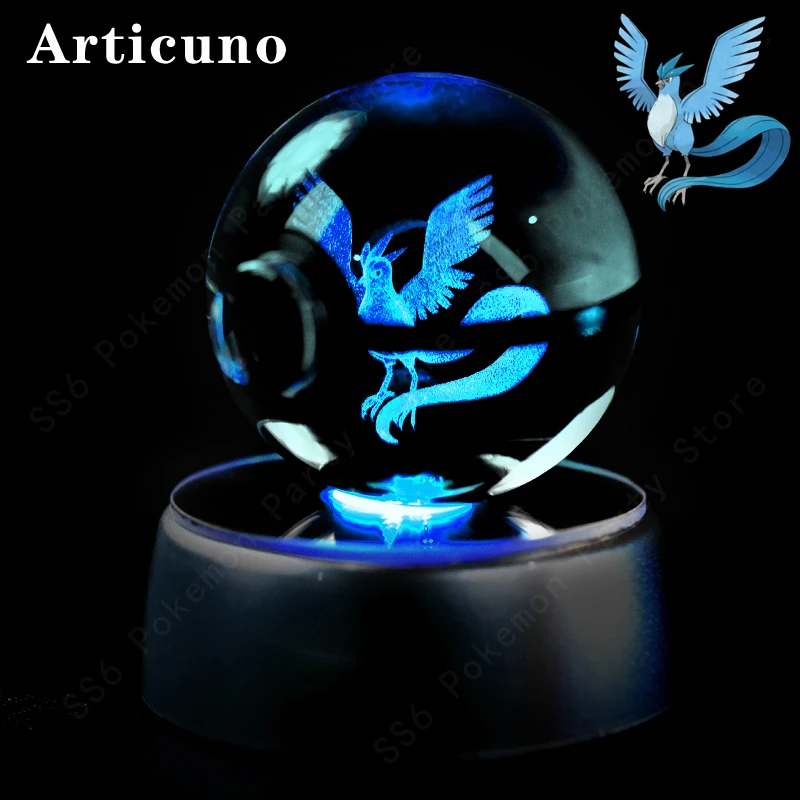 Pokemon Kristallen Bol 3D Pikachu Mewtwo Gengar Pokébal 3D Nachtlampje Glazen Beeldje Pokemon Kristallen Bol Kinderverjaardagscadeau
