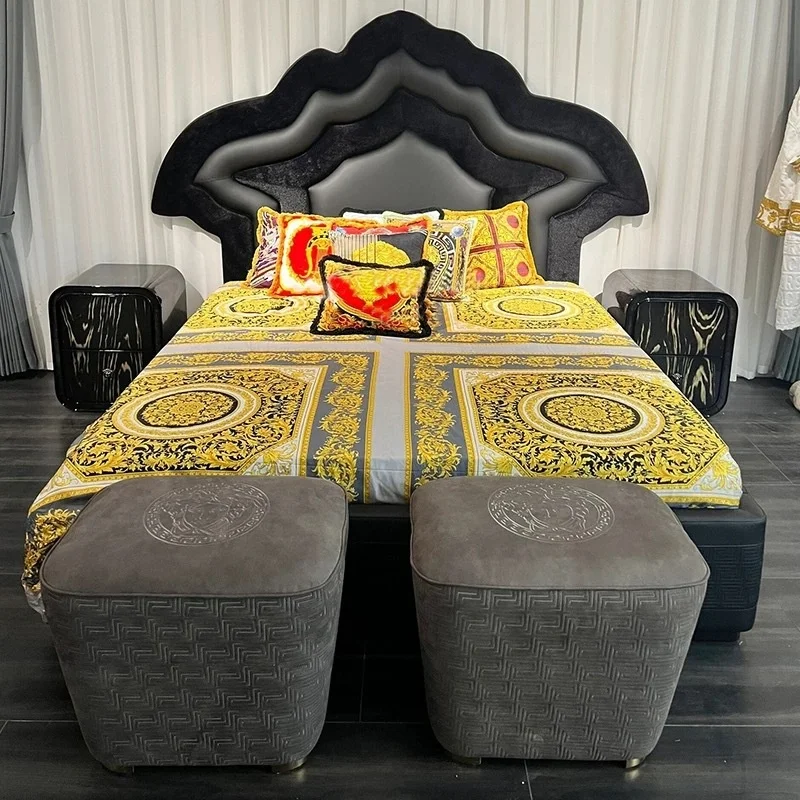 **King Size Princess Bed Sets  Luxury  Furniture Modern Leather