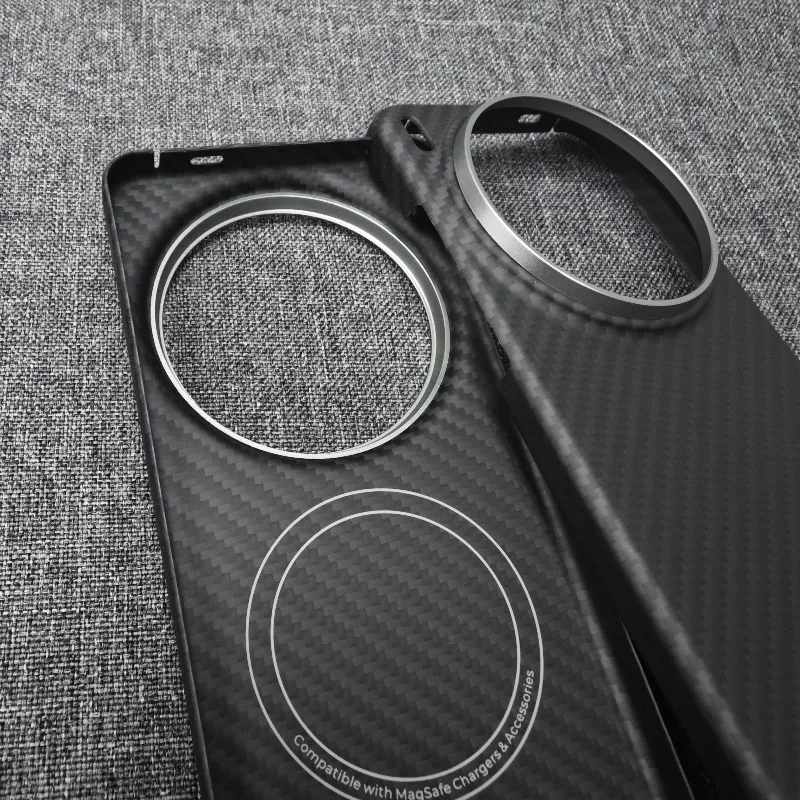 Luksusowe, twarde etui na telefon z włókna węglowego z magnetycznym zamknięciem do VIVO X300 Ultra, biznesowe, odporne na wstrząsy, z włókna aramidowego, ultracienkie, matowe. — zdjęcie produktu 4