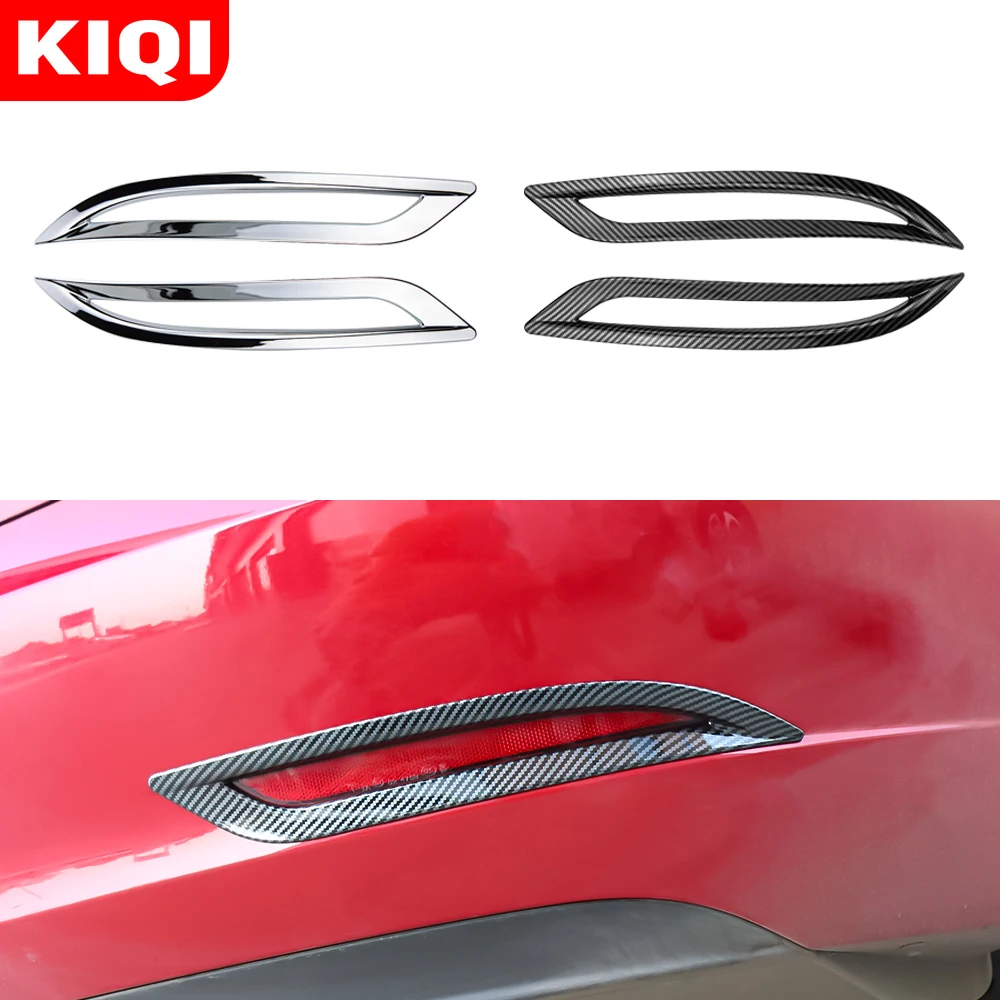 

KIQI Car Rear Fog Light Cover For Tesla Model 3 Y 2016-2021 Back Bumper Lights Lamp Sticker Decoration ABS Accessories