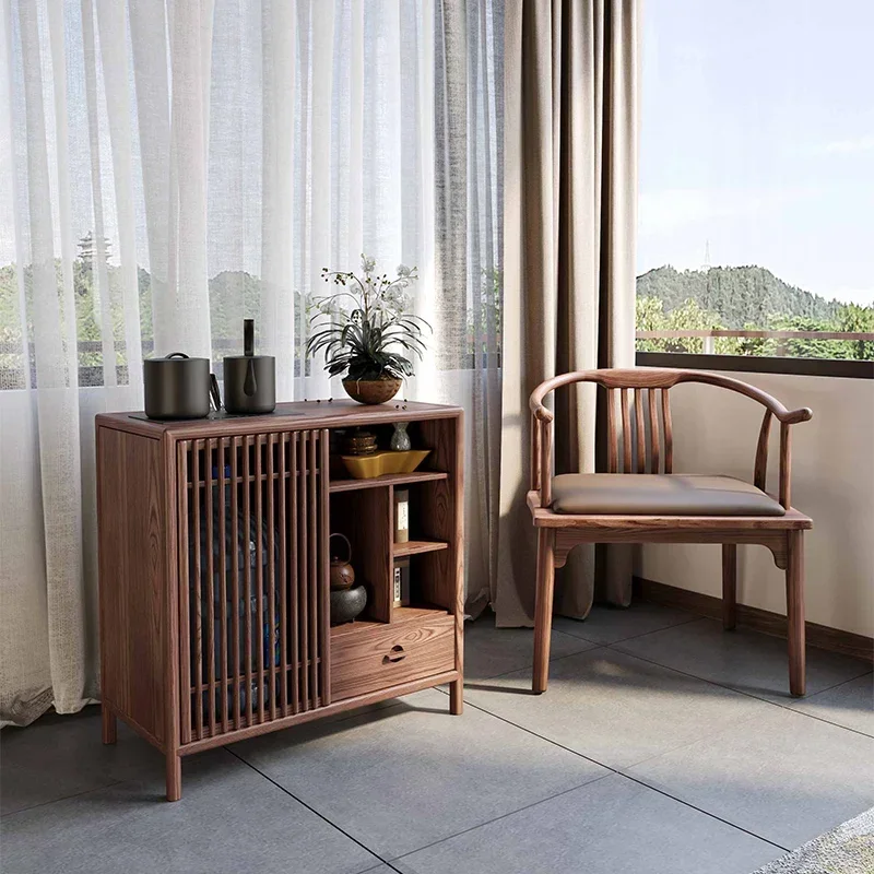 New Chinese-style Solid Wood Tea Cabinet Boiling Pine Wood Ash Wood Table Side Kettle Integrated Living Room Side