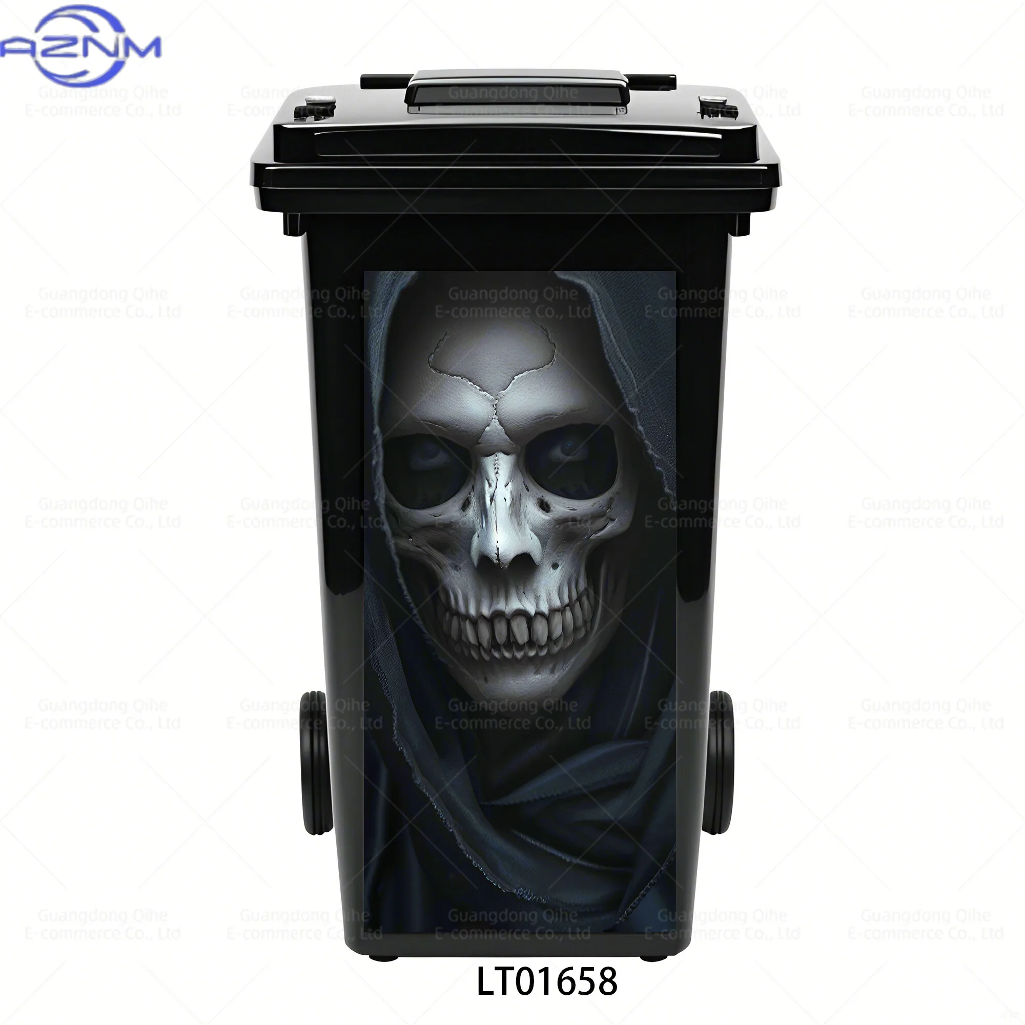 Halloween Atmosphere 3D Skull Sticker Waterproof Removable Vinyl Trash Can Decor sticker poubelle exterieure