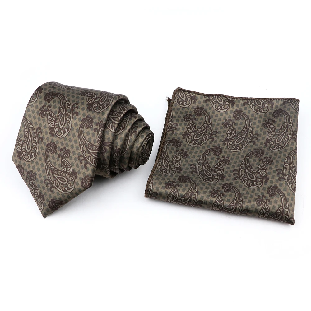 Conjunto de gravatas jacquard paisley masculinas, handies quadrados de bolso de poliéster, decoração de terno masculino, escritório, acessórios do casamento, elegante