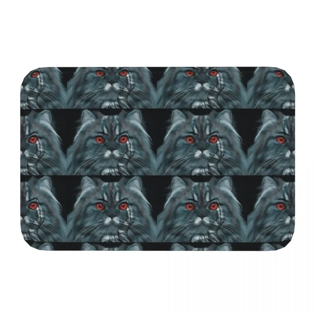 Red Eyes Bathroom Mat Cat Red Eyes Feline Doormat Flannel Carpet Balcony Rug Home Decor