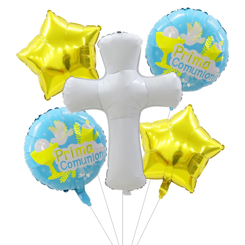 God Bless Balloons, Jesus Cross Balloons, First Holy Communion Party, Baby Shower, Easter Baptism, Forked Christening Decor