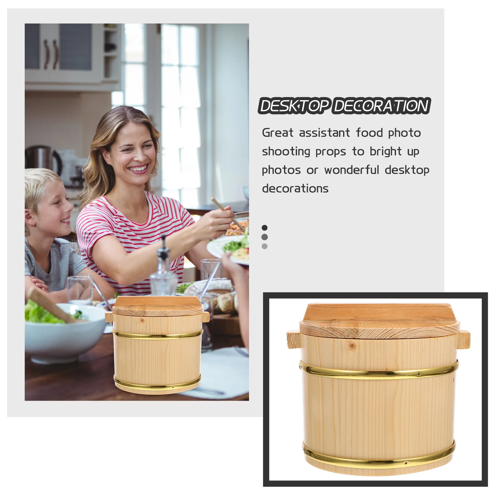 Nice Steamer Wooden Barrel Sushi Rice Food Containers With Lids Sticky Basket Bucket Display Fish Vegetable Snack Set Kitchen